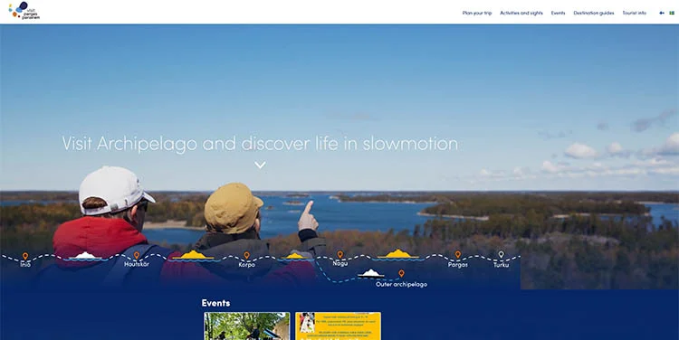 Visit Pargas website screenshot with a picture of a man and a woman looking to the horizon