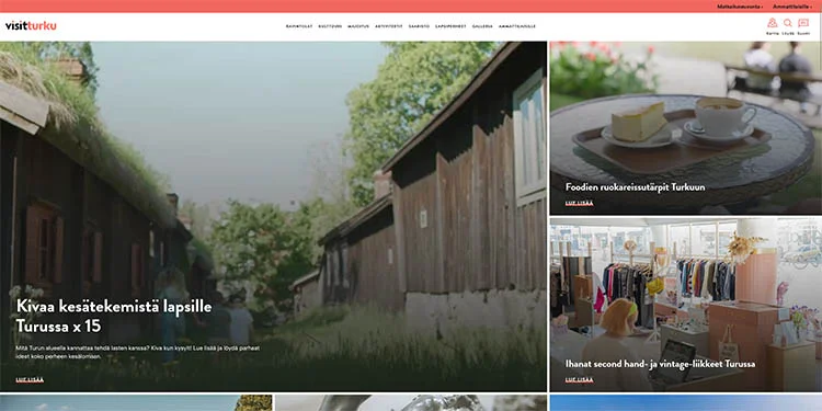 Screenshot of Visit Turku website